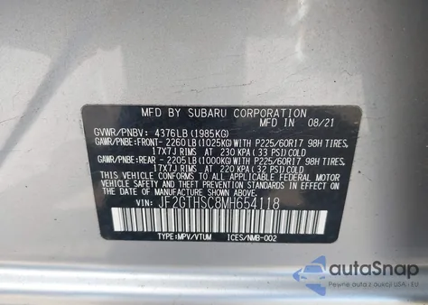 2021 Subaru Crosstrek Sport из США, поврежденный, VIN JF2GTHSC8MH654118